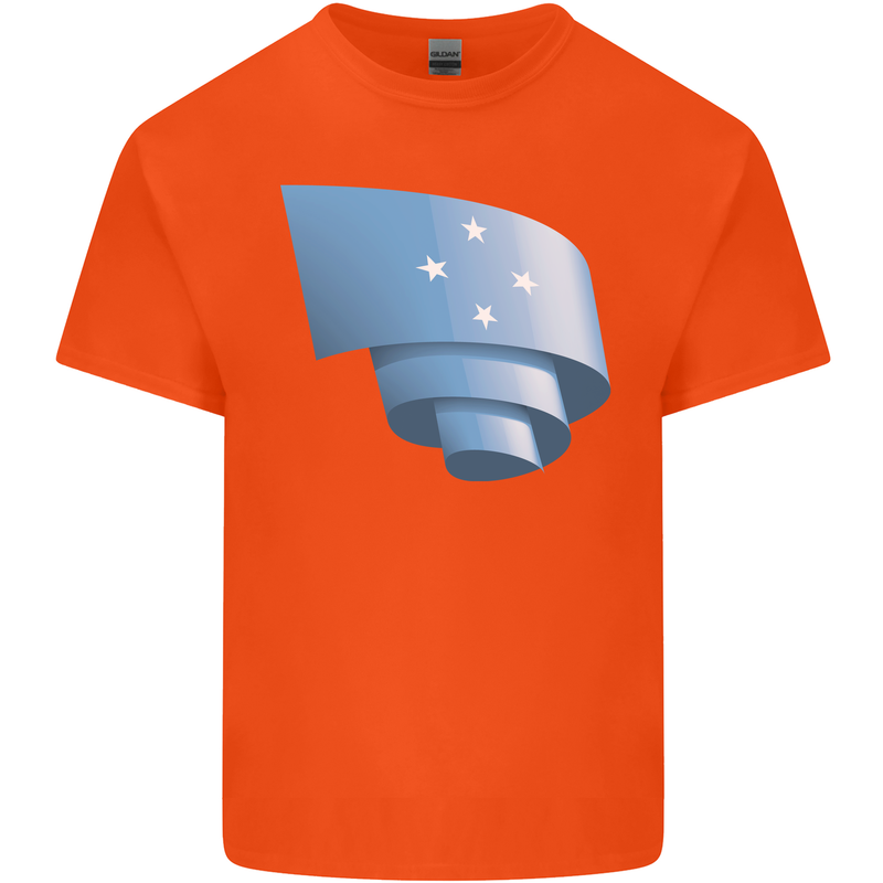 Curled Micronesia Flag Micronesian Day Football Mens Cotton T-Shirt Tee Top Orange
