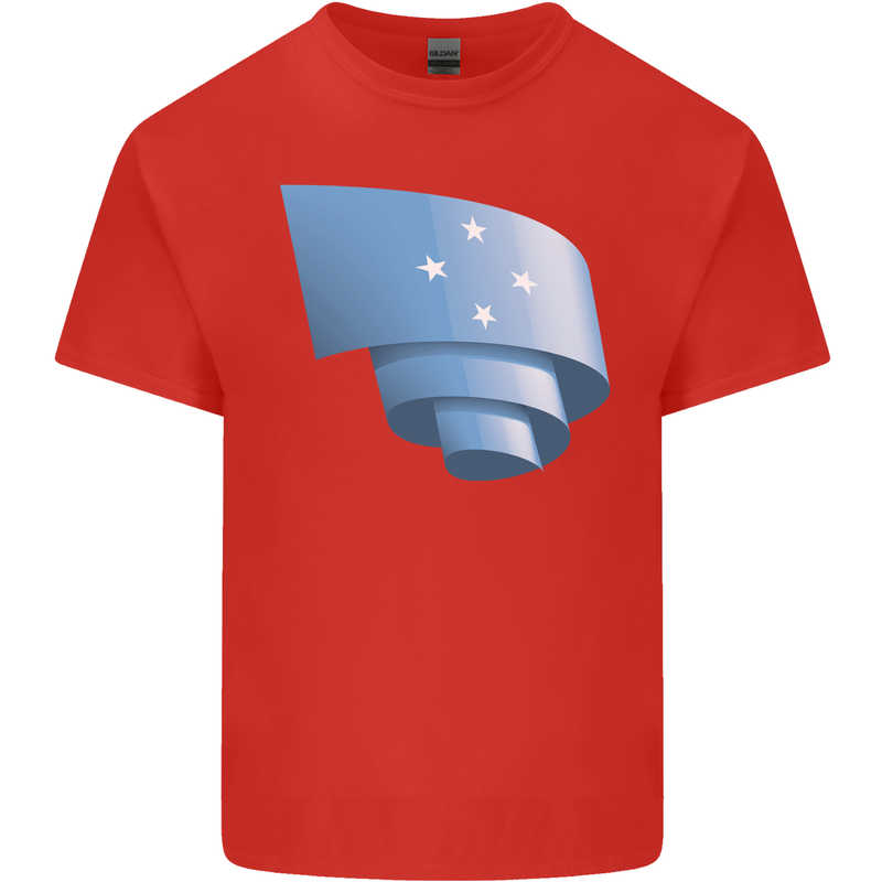 Curled Micronesia Flag Micronesian Day Football Mens Cotton T-Shirt Tee Top Red