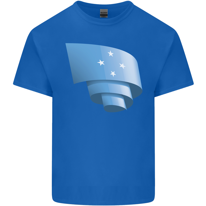 Curled Micronesia Flag Micronesian Day Football Mens Cotton T-Shirt Tee Top Royal Blue