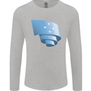Curled Micronesia Flag Micronesian Day Football Mens Long Sleeve T-Shirt Sports Grey