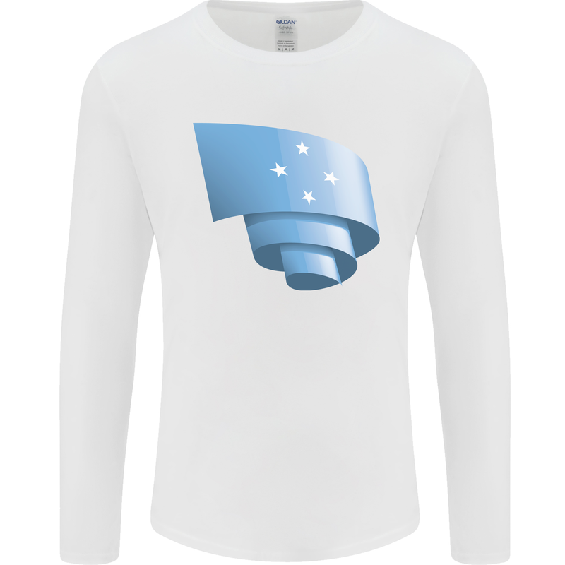 Curled Micronesia Flag Micronesian Day Football Mens Long Sleeve T-Shirt White