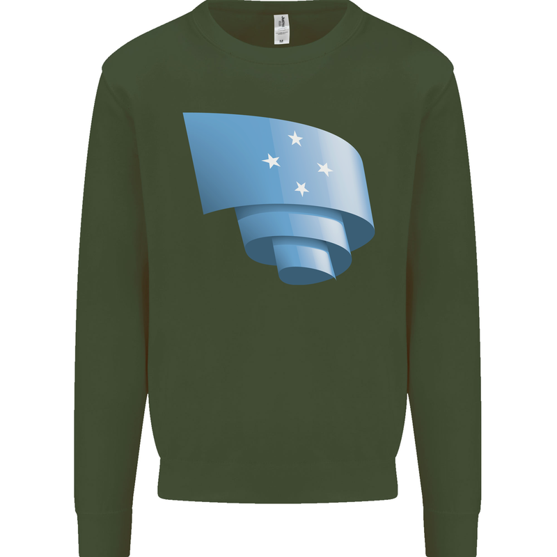 Curled Micronesia Flag Micronesian Day Football Mens Sweatshirt Jumper Forest Green