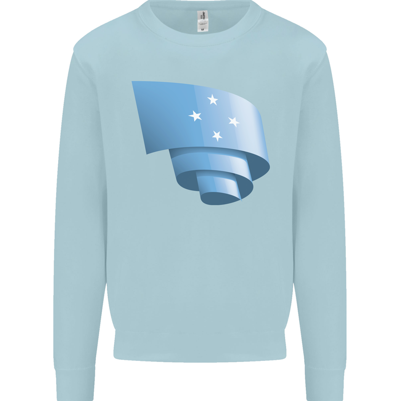 Curled Micronesia Flag Micronesian Day Football Mens Sweatshirt Jumper Light Blue