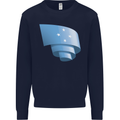 Curled Micronesia Flag Micronesian Day Football Mens Sweatshirt Jumper Navy Blue