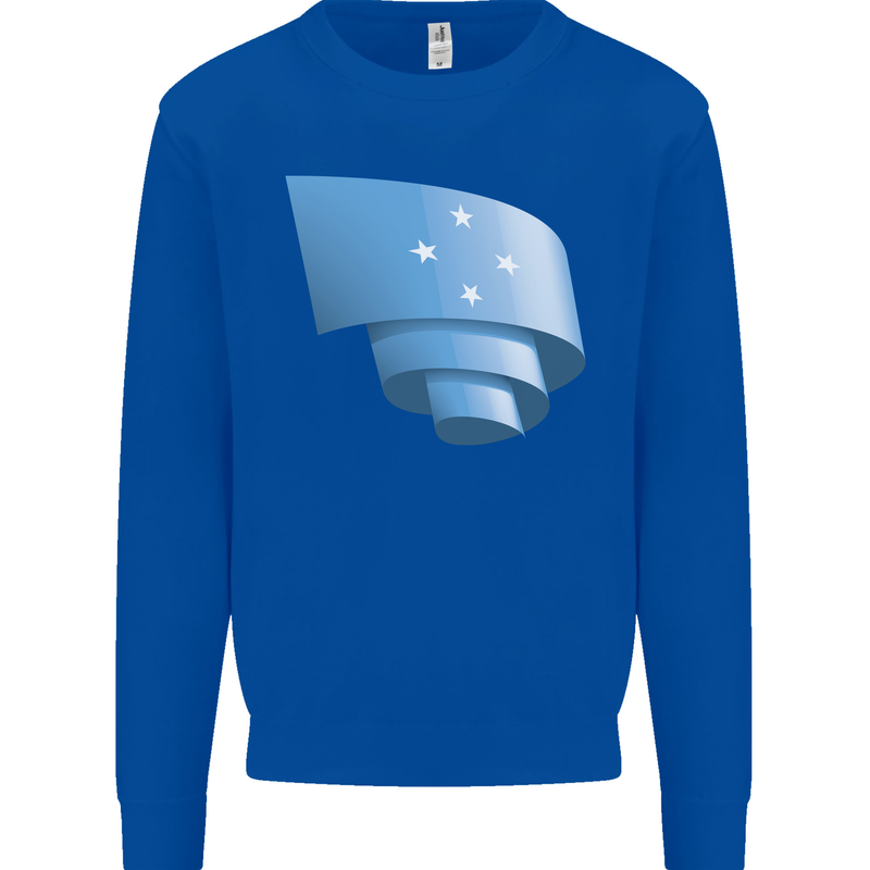 Curled Micronesia Flag Micronesian Day Football Mens Sweatshirt Jumper Royal Blue