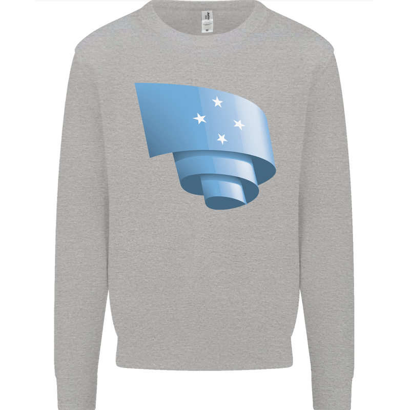Curled Micronesia Flag Micronesian Day Football Mens Sweatshirt Jumper Sports Grey