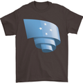 Curled Micronesia Flag Micronesian Day Football Mens T-Shirt 100% Cotton Dark Chocolate