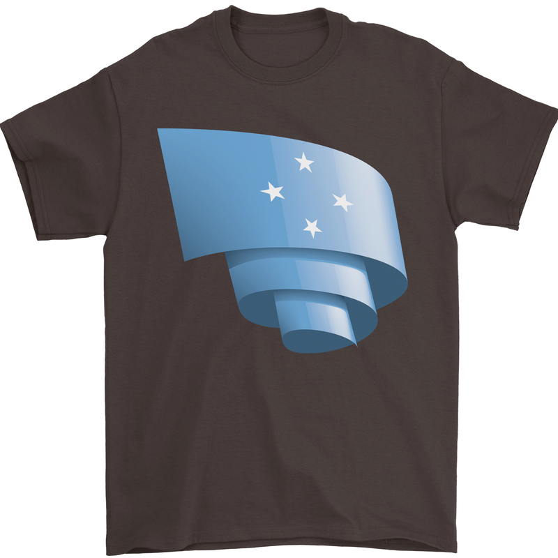 Curled Micronesia Flag Micronesian Day Football Mens T-Shirt 100% Cotton Dark Chocolate