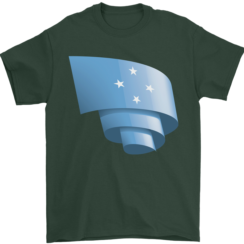 Curled Micronesia Flag Micronesian Day Football Mens T-Shirt 100% Cotton Forest Green