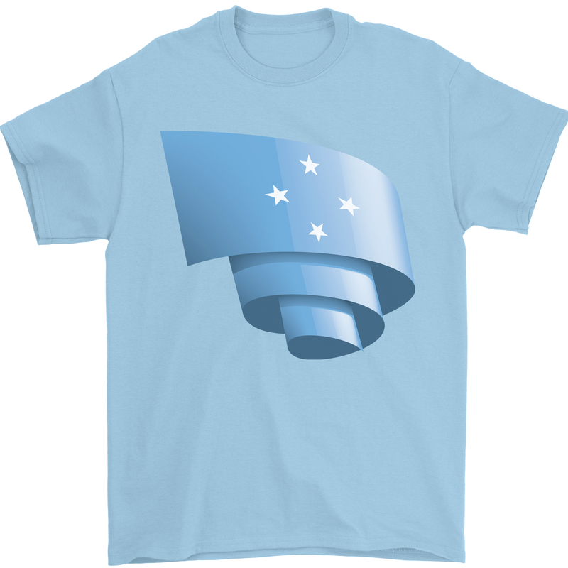 Curled Micronesia Flag Micronesian Day Football Mens T-Shirt 100% Cotton Light Blue