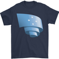 Curled Micronesia Flag Micronesian Day Football Mens T-Shirt 100% Cotton Navy Blue