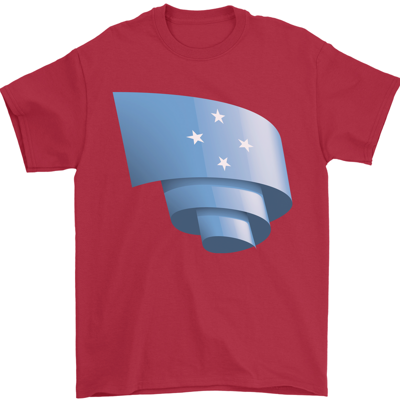 Curled Micronesia Flag Micronesian Day Football Mens T-Shirt 100% Cotton Red