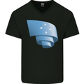 Curled Micronesia Flag Micronesian Day Football Mens V-Neck Cotton T-Shirt Black