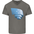 Curled Micronesia Flag Micronesian Day Football Mens V-Neck Cotton T-Shirt Charcoal
