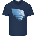 Curled Micronesia Flag Micronesian Day Football Mens V-Neck Cotton T-Shirt Navy Blue