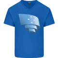 Curled Micronesia Flag Micronesian Day Football Mens V-Neck Cotton T-Shirt Royal Blue