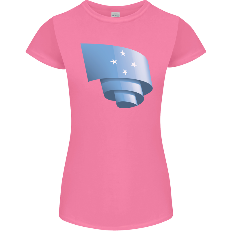 Curled Micronesia Flag Micronesian Day Football Womens Petite Cut T-Shirt Azalea