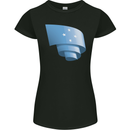 Curled Micronesia Flag Micronesian Day Football Womens Petite Cut T-Shirt Black
