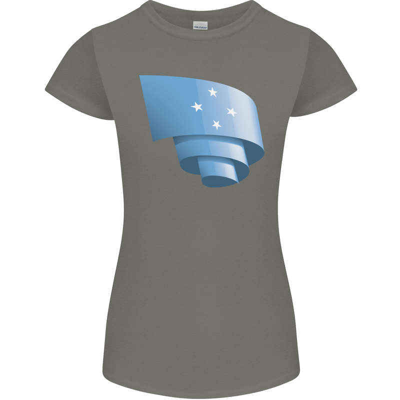 Curled Micronesia Flag Micronesian Day Football Womens Petite Cut T-Shirt Charcoal