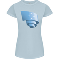 Curled Micronesia Flag Micronesian Day Football Womens Petite Cut T-Shirt Light Blue