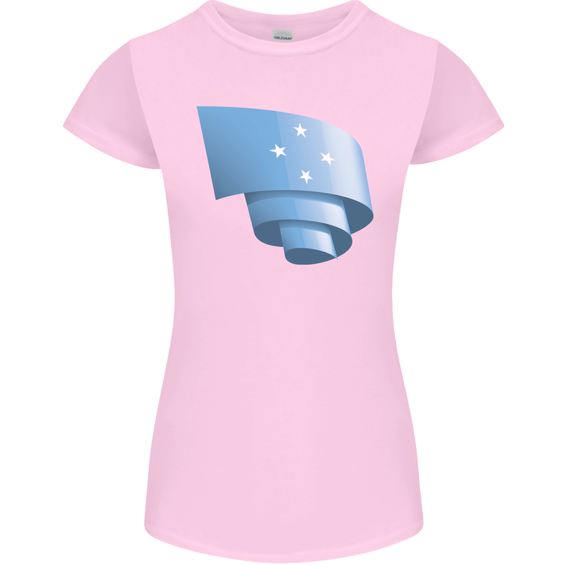 Curled Micronesia Flag Micronesian Day Football Womens Petite Cut T-Shirt Light Pink