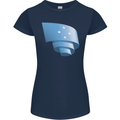 Curled Micronesia Flag Micronesian Day Football Womens Petite Cut T-Shirt Navy Blue