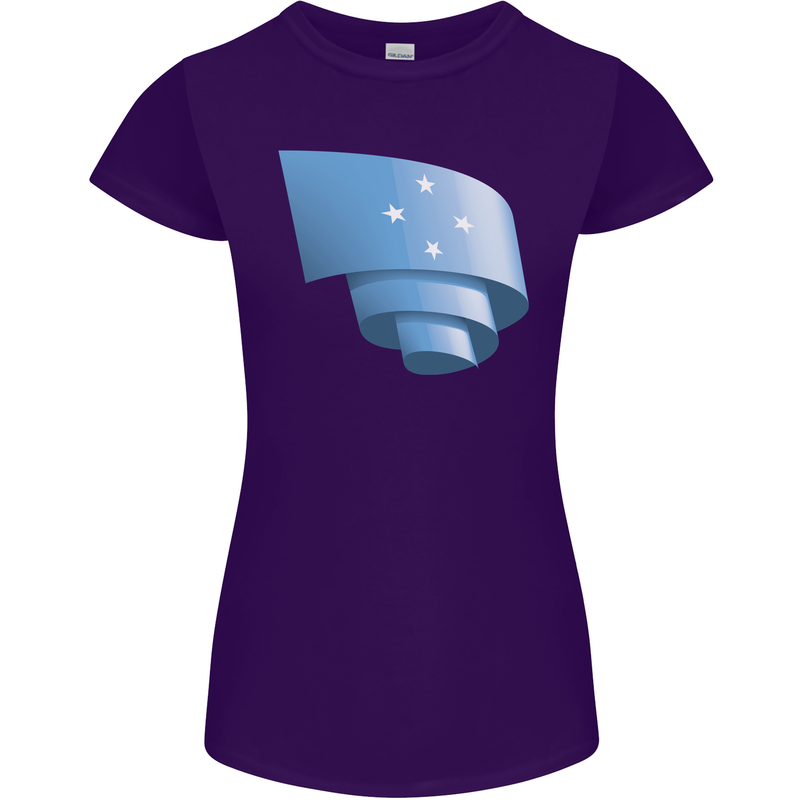 Curled Micronesia Flag Micronesian Day Football Womens Petite Cut T-Shirt Purple