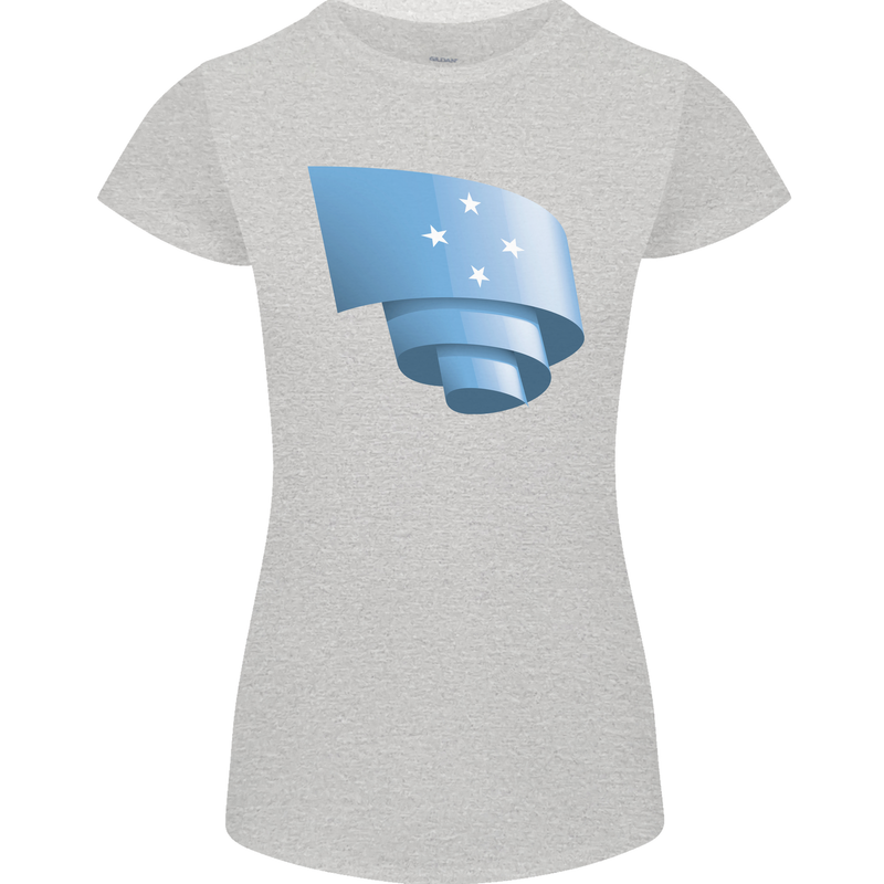 Curled Micronesia Flag Micronesian Day Football Womens Petite Cut T-Shirt Sports Grey