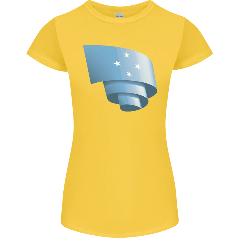 Curled Micronesia Flag Micronesian Day Football Womens Petite Cut T-Shirt Yellow