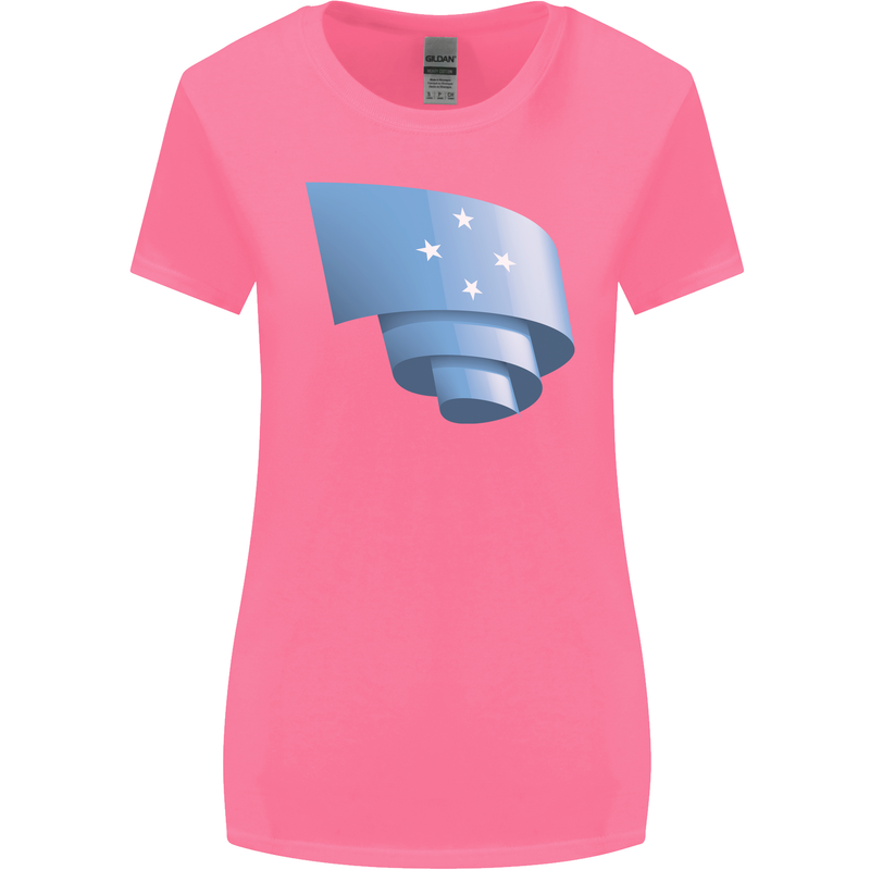 Curled Micronesia Flag Micronesian Day Football Womens Wider Cut T-Shirt Azalea