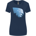 Curled Micronesia Flag Micronesian Day Football Womens Wider Cut T-Shirt Navy Blue