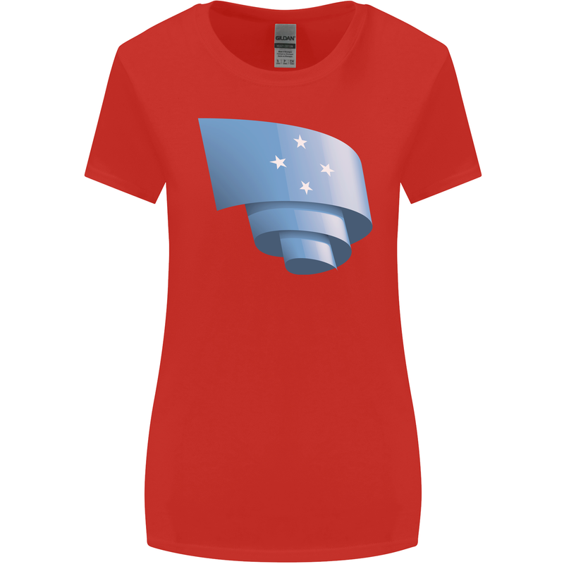 Curled Micronesia Flag Micronesian Day Football Womens Wider Cut T-Shirt Red