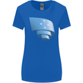 Curled Micronesia Flag Micronesian Day Football Womens Wider Cut T-Shirt Royal Blue
