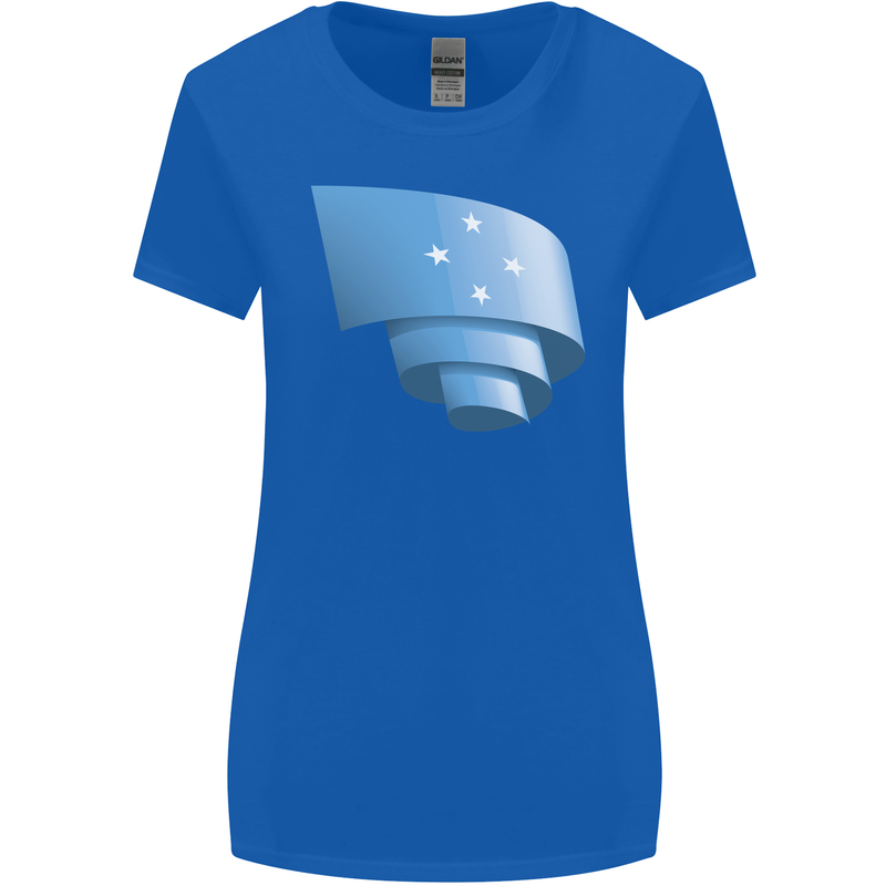 Curled Micronesia Flag Micronesian Day Football Womens Wider Cut T-Shirt Royal Blue