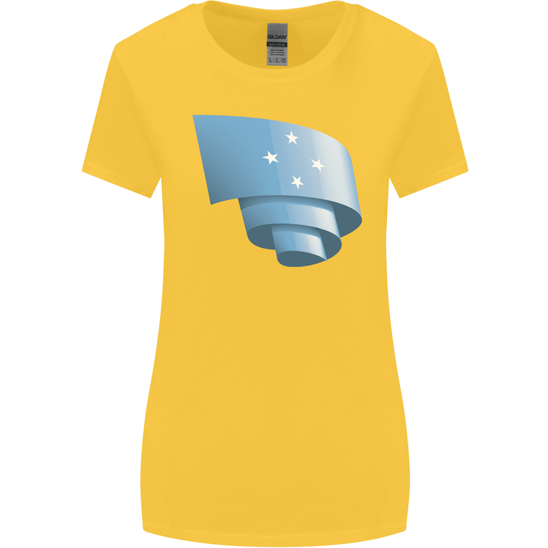 Curled Micronesia Flag Micronesian Day Football Womens Wider Cut T-Shirt Yellow