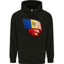 Curled Moldova Flag Moldovan Day Football Childrens Kids Hoodie Black
