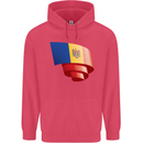 Curled Moldova Flag Moldovan Day Football Childrens Kids Hoodie Heliconia