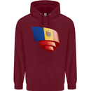 Curled Moldova Flag Moldovan Day Football Childrens Kids Hoodie Maroon