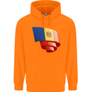 Curled Moldova Flag Moldovan Day Football Childrens Kids Hoodie Orange