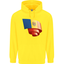 Curled Moldova Flag Moldovan Day Football Childrens Kids Hoodie Yellow