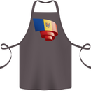 Curled Moldova Flag Moldovan Day Football Cotton Apron 100% Organic Dark Grey
