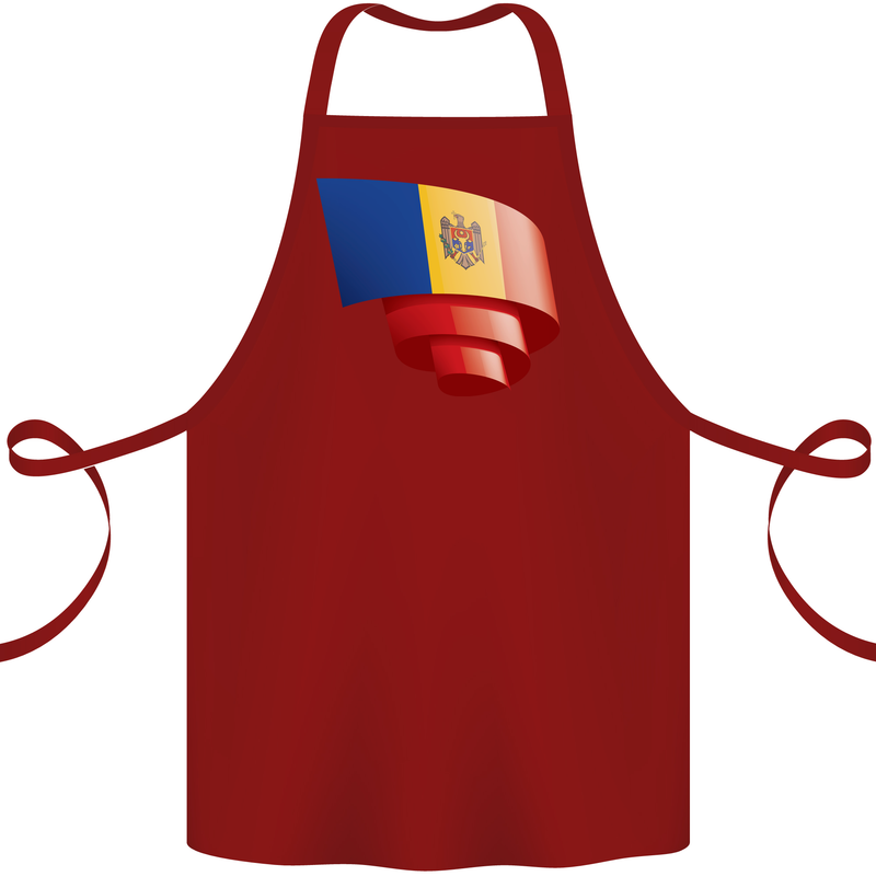 Curled Moldova Flag Moldovan Day Football Cotton Apron 100% Organic Maroon