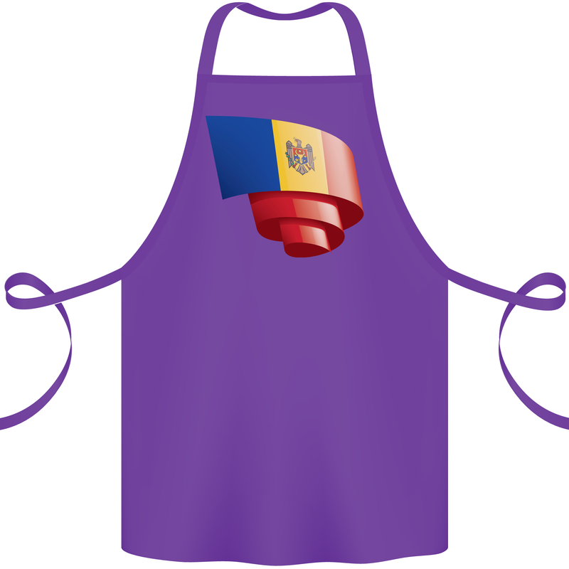 Curled Moldova Flag Moldovan Day Football Cotton Apron 100% Organic Purple
