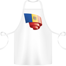 Curled Moldova Flag Moldovan Day Football Cotton Apron 100% Organic White
