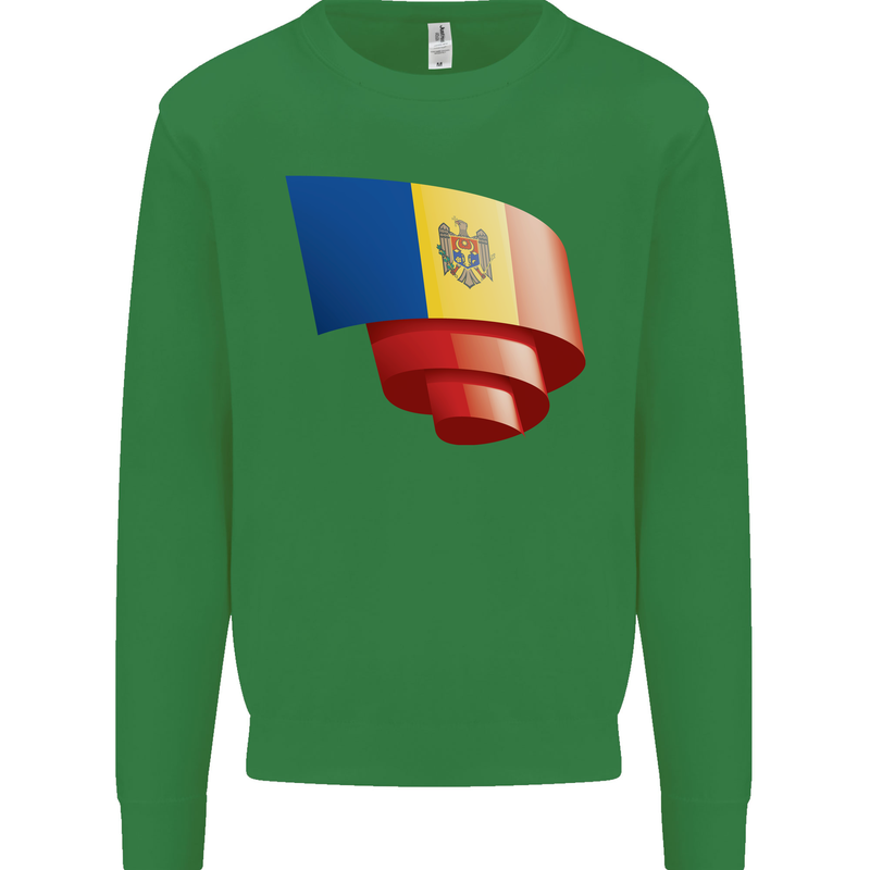 Curled Moldova Flag Moldovan Day Football Kids Sweatshirt Jumper Irish Green