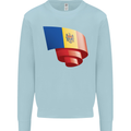 Curled Moldova Flag Moldovan Day Football Kids Sweatshirt Jumper Light Blue
