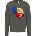 Curled Moldova Flag Moldovan Day Football Kids Sweatshirt Jumper Storm Grey