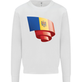Curled Moldova Flag Moldovan Day Football Kids Sweatshirt Jumper White