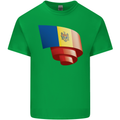 Curled Moldova Flag Moldovan Day Football Kids T-Shirt Childrens Irish Green
