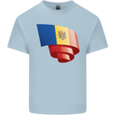 Curled Moldova Flag Moldovan Day Football Kids T-Shirt Childrens Light Blue